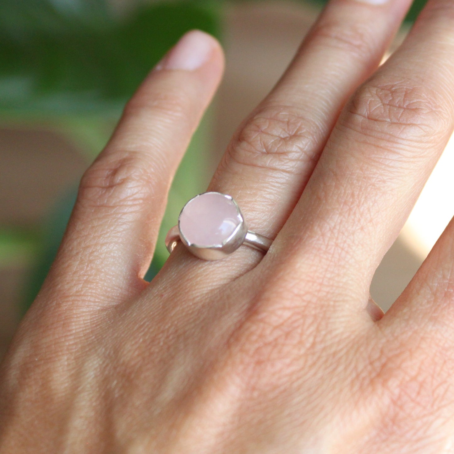 Anillo cuarzo rosa