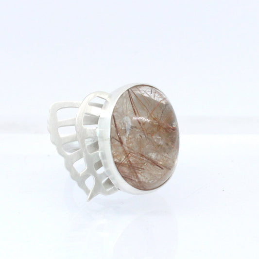 Anillo mariposa rutilo marrón