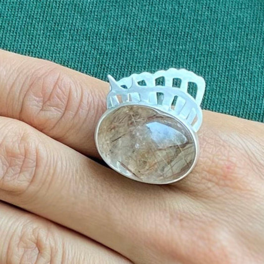 Anillo mariposa rutilo marrón